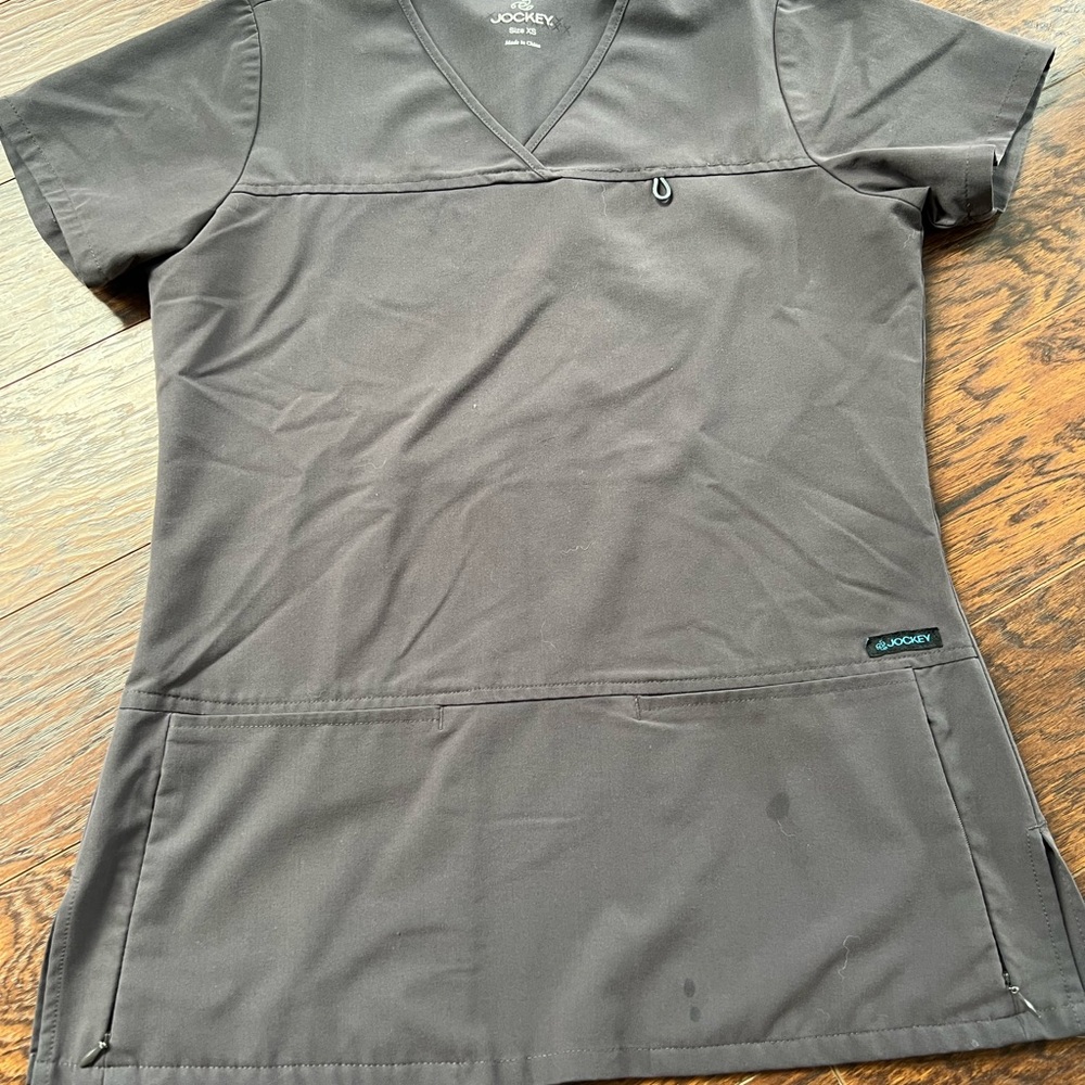 Gray scrub top